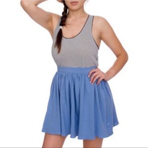 American Apparel pique full woven skirt in blue